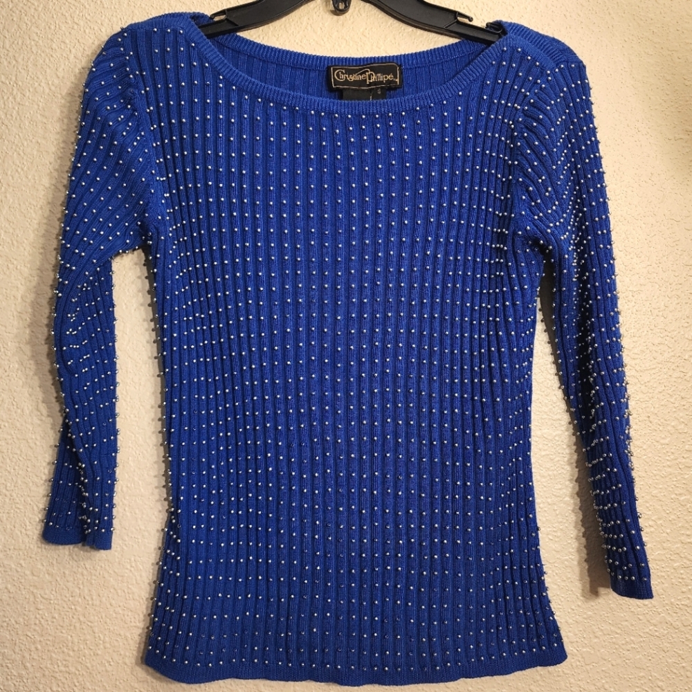 Christine Phillipé Beaded Accordian Style Top